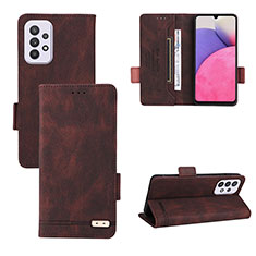 Leather Case Stands Flip Cover Holder L09Z for Samsung Galaxy A33 5G Brown