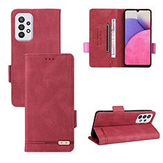 Leather Case Stands Flip Cover Holder L09Z for Samsung Galaxy A33 5G Red