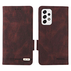 Leather Case Stands Flip Cover Holder L09Z for Samsung Galaxy A53 5G Brown