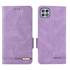 Leather Case Stands Flip Cover Holder L09Z for Samsung Galaxy F42 5G Purple