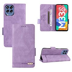 Leather Case Stands Flip Cover Holder L09Z for Samsung Galaxy M33 5G Purple