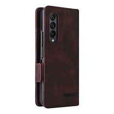 Leather Case Stands Flip Cover Holder L09Z for Samsung Galaxy Z Fold4 5G Brown