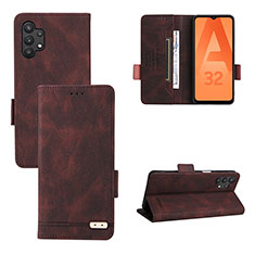 Leather Case Stands Flip Cover Holder L11Z for Samsung Galaxy A32 4G Brown
