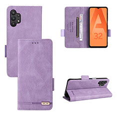 Leather Case Stands Flip Cover Holder L11Z for Samsung Galaxy A32 4G Purple