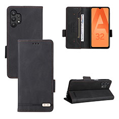 Leather Case Stands Flip Cover Holder L11Z for Samsung Galaxy A32 5G Black