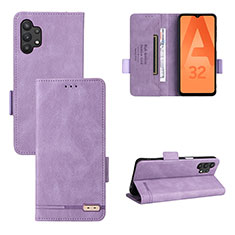 Leather Case Stands Flip Cover Holder L11Z for Samsung Galaxy A32 5G Purple