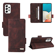 Leather Case Stands Flip Cover Holder L11Z for Samsung Galaxy A53 5G Brown