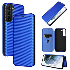 Leather Case Stands Flip Cover Holder L11Z for Samsung Galaxy S21 FE 5G Blue