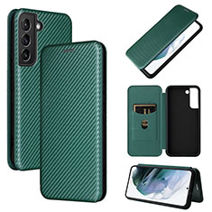 Leather Case Stands Flip Cover Holder L11Z for Samsung Galaxy S21 FE 5G Green