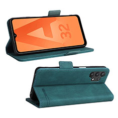 Leather Case Stands Flip Cover Holder L12Z for Samsung Galaxy A32 5G Green