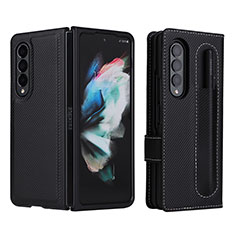 Leather Case Stands Flip Cover Holder L15Z for Samsung Galaxy Z Fold3 5G Black