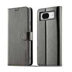Leather Case Stands Flip Cover Holder LC1 for Google Pixel 8 5G Gray