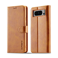 Leather Case Stands Flip Cover Holder LC1 for Google Pixel 8 Pro 5G Light Brown