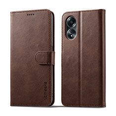 Leather Case Stands Flip Cover Holder LC1 for Oppo A38 Brown