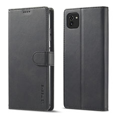 Leather Case Stands Flip Cover Holder LC1 for Samsung Galaxy A03 Black