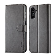 Leather Case Stands Flip Cover Holder LC1 for Samsung Galaxy A04s Gray