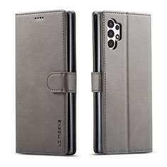 Leather Case Stands Flip Cover Holder LC1 for Samsung Galaxy A13 4G Gray