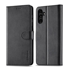 Leather Case Stands Flip Cover Holder LC1 for Samsung Galaxy A14 5G Black