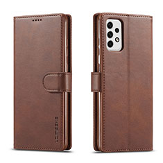 Leather Case Stands Flip Cover Holder LC1 for Samsung Galaxy A23 4G Brown