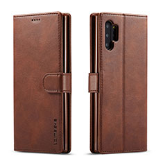 Leather Case Stands Flip Cover Holder LC1 for Samsung Galaxy A32 4G Brown