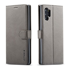 Leather Case Stands Flip Cover Holder LC1 for Samsung Galaxy A32 4G Gray