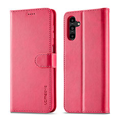 Leather Case Stands Flip Cover Holder LC1 for Samsung Galaxy Jump3 5G Hot Pink