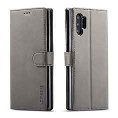 Leather Case Stands Flip Cover Holder LC1 for Samsung Galaxy M32 5G Gray