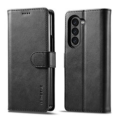 Leather Case Stands Flip Cover Holder LC1 for Samsung Galaxy Z Fold5 5G Black