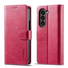 Leather Case Stands Flip Cover Holder LC1 for Samsung Galaxy Z Fold5 5G Hot Pink