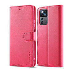 Leather Case Stands Flip Cover Holder LC1 for Xiaomi Mi 12T 5G Hot Pink