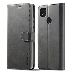 Leather Case Stands Flip Cover Holder LC1 for Xiaomi POCO C3 Gray