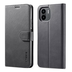 Leather Case Stands Flip Cover Holder LC1 for Xiaomi Poco C50 Black