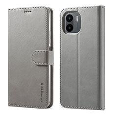 Leather Case Stands Flip Cover Holder LC1 for Xiaomi Poco C50 Gray