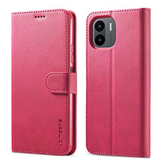 Leather Case Stands Flip Cover Holder LC1 for Xiaomi Poco C50 Hot Pink