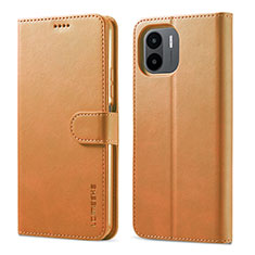 Leather Case Stands Flip Cover Holder LC1 for Xiaomi Poco C50 Light Brown