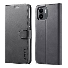 Leather Case Stands Flip Cover Holder LC1 for Xiaomi Poco C51 Black