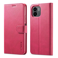 Leather Case Stands Flip Cover Holder LC1 for Xiaomi Poco C51 Hot Pink