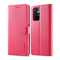 Leather Case Stands Flip Cover Holder LC1 for Xiaomi Poco M4 Pro 5G Hot Pink