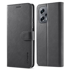Leather Case Stands Flip Cover Holder LC1 for Xiaomi Poco X4 GT 5G Black