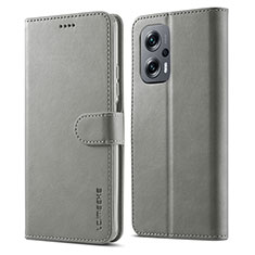 Leather Case Stands Flip Cover Holder LC1 for Xiaomi Poco X4 GT 5G Gray