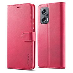 Leather Case Stands Flip Cover Holder LC1 for Xiaomi Poco X4 GT 5G Hot Pink