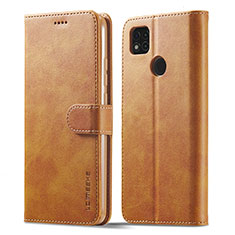 Leather Case Stands Flip Cover Holder LC1 for Xiaomi Redmi 9 Activ Light Brown