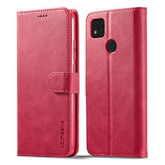 Leather Case Stands Flip Cover Holder LC1 for Xiaomi Redmi 9 India Hot Pink