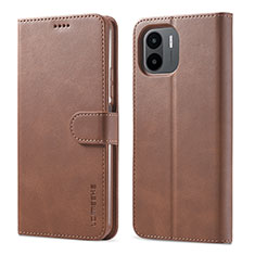 Leather Case Stands Flip Cover Holder LC1 for Xiaomi Redmi A2 Plus Brown