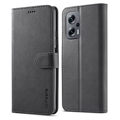 Leather Case Stands Flip Cover Holder LC1 for Xiaomi Redmi K50i 5G Black