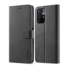 Leather Case Stands Flip Cover Holder LC1 for Xiaomi Redmi Note 11 5G Black