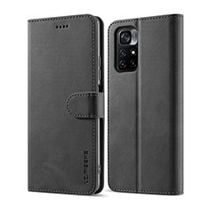 Leather Case Stands Flip Cover Holder LC1 for Xiaomi Redmi Note 11T 5G Black