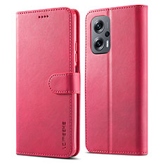 Leather Case Stands Flip Cover Holder LC1 for Xiaomi Redmi Note 11T Pro 5G Hot Pink