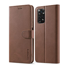 Leather Case Stands Flip Cover Holder LC1 for Xiaomi Redmi Note 12 Pro 4G Brown