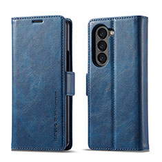 Leather Case Stands Flip Cover Holder LC2 for Samsung Galaxy Z Fold5 5G Blue